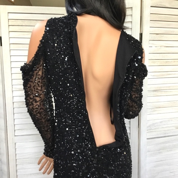 Parker Black Cold Shoulder Little Black Dress Sz 8 - Picture 7 of 16